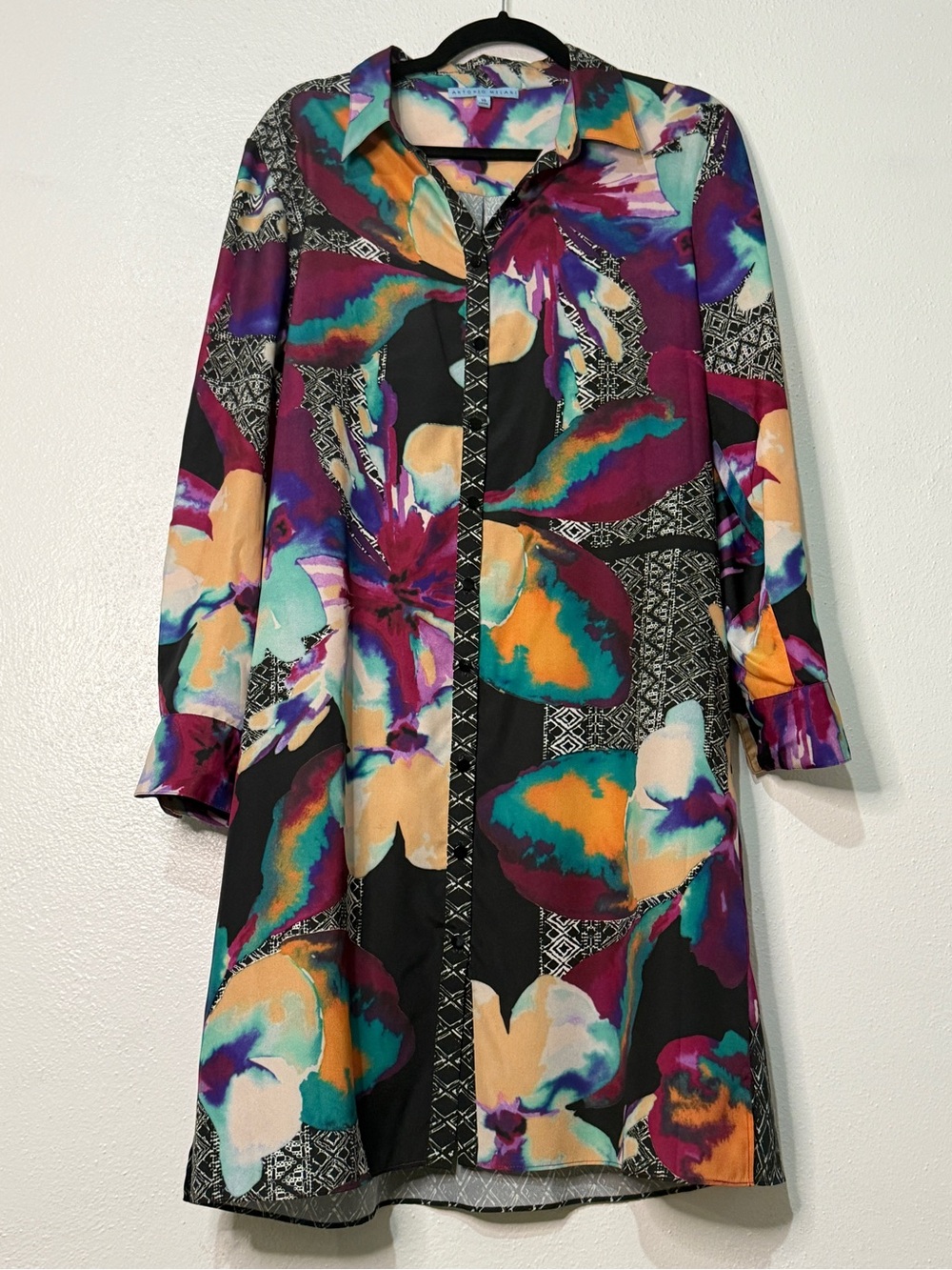 Antonio Melani Vibrant Floral Button-Front Tunic Dress. Sz 10. - Picture 1 of 10